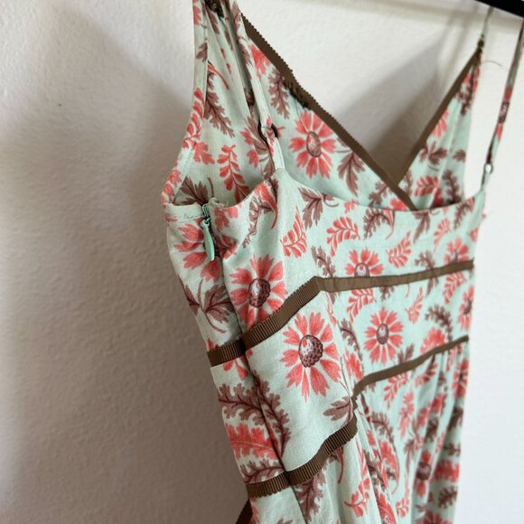 Machka Dress 38 US 8 Floral Babydoll Midi Spaghetti Strap Ruffle Hem Boho - Picture 12 of 12